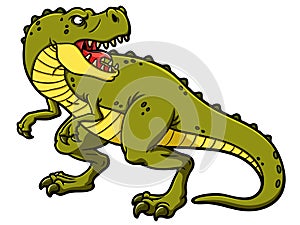 Vector Cartoon Roaring Tyrannosaurus Rex