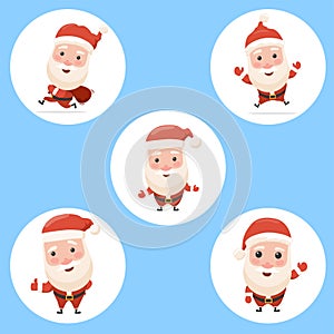 Vector cartoon Santa Claus collection.