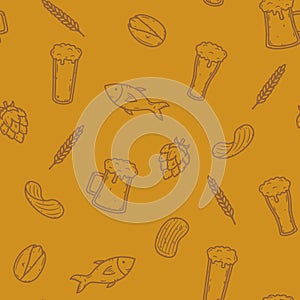 Vector cartoon seamless beer pattern. Vector Illustration