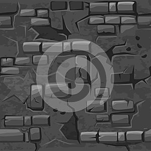 Vector Cartoon seamless pattern texture old Grey crack brick wall