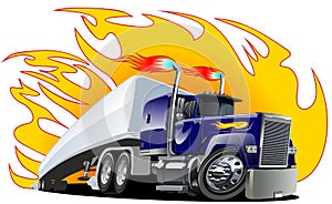 Vector Cartoon Semi Truck.