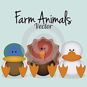 Vector Cartoon Set Of Cute Farm Birds