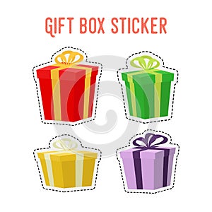 Vector cartoon set of gift stickers, adhesive paper