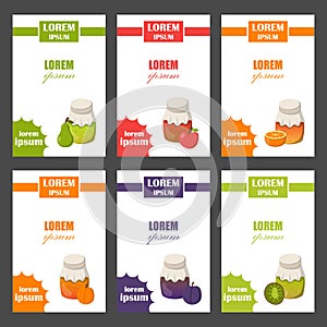 Vector cartoon set of jam jars