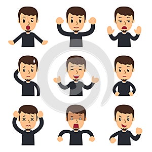 Vector cartoon set of man showing different emotions
