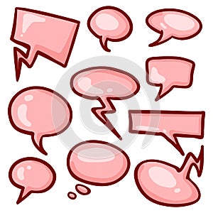 Vector Cartoon Set of Speech Bubbles