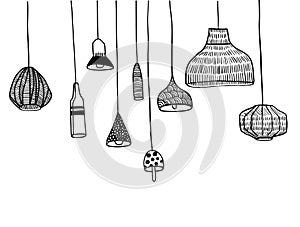 Vector cartoon set of varios chandeliers