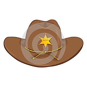Vector Cartoon Sheriff Cowboy Hat on White Bcakground photo