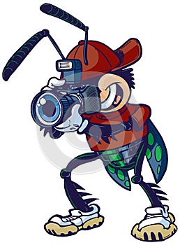 Vector Cartoon Shutter Bug with Camera