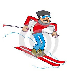 Vector Cartoon Skier