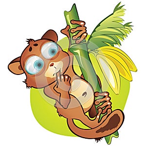 vector cartoon Small mammal and bananas