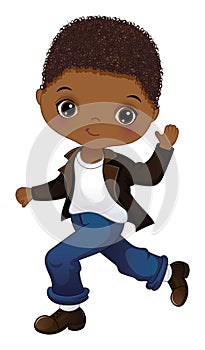Vector Cartoon Sock Hop Fifties Dancing Black Boy