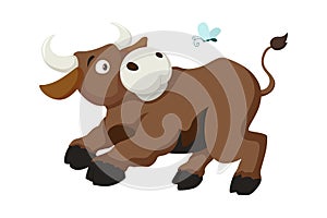 Vector cartoon style illustration of bull farm animal isolated on white