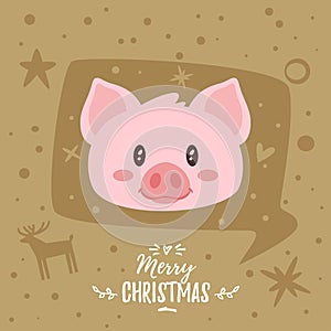 2019 New year, Christmas greeting card