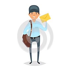 Vector cartoon style illustration of postman.