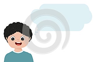 VEctor cartoon style kid, comics speak bubbles with empty space for text.