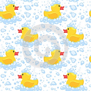 Pattern with yellow rubber duck photo