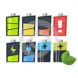Vector cartoon style set of batteries. Icon for web.