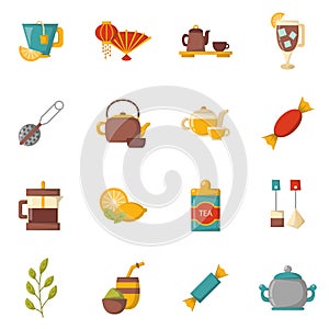 Vector cartoon tea time icon