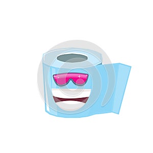 Vector funny cartoon toilet paper roll character with sunglasses isolated on white background. funky smiling kawaii