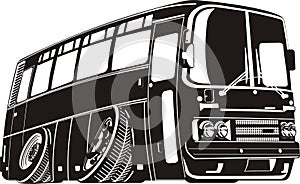 Vector cartoon tourist bus silhouette