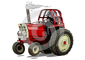 Vector Cartoon Tractor isolated on white background