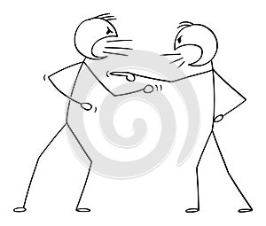 Vector Cartoon of Two Angry Men Arguing or Fighting