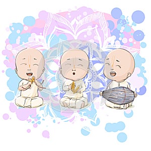 Vector cartoon vaisnava devotees