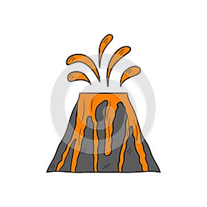 Vector cartoon volcano with lava