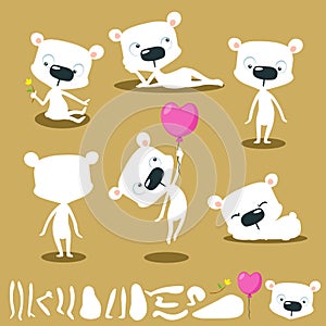 Vector cartoon white bear character for animation - flat design