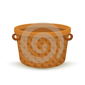 Vector cartoon wicker basket, container for picnic