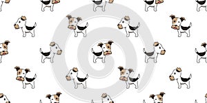 Vector cartoon wire fox terrier dog seamless pattern background