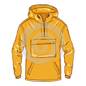 Vector Cartoon Yellow Anorak. Casual Rain Jacket