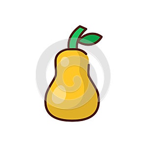 Vector cartoon yellow pear icon isolated on background