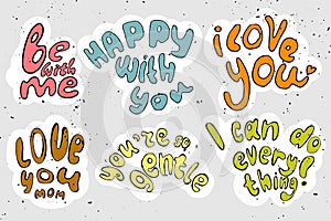 Vector cartooning lettering about love and motivation