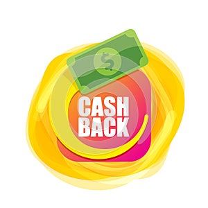 vector cash back icon with dollar isolated on white transparent background. cashback and money bonus refund label or