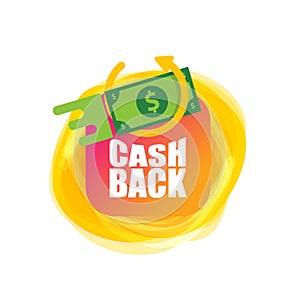 vector cash back icon with dollar isolated on white transparent background. cashback and money bonus refund label or