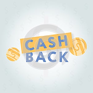 Vector cash back icon on grey background. cashback or money refund label.