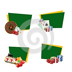 Vector casino gamble stickers with place for text