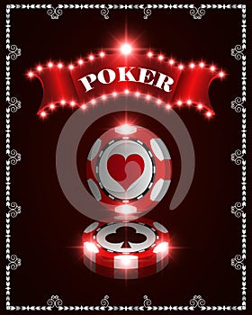 Vector casino poker winner chips, template for design backgrounds, cards, mockup of banners. Illustration