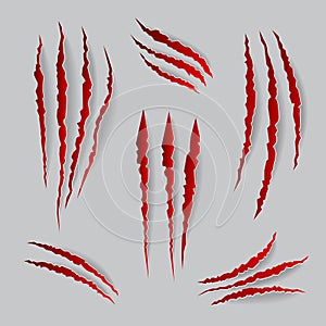 Vector cat claws marks set