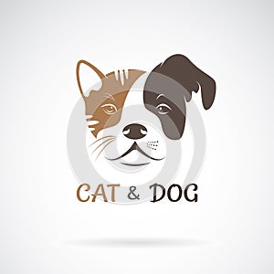 Vector of cat face and dog face design on a white background. Pets. Animal. Easy editable layered vector illustration
