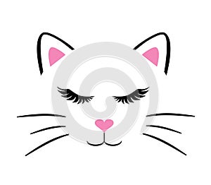 Vector cat face with long lashes.