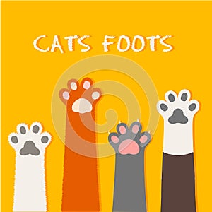 Vector cat flat design, prints, cartoon, cute cat foot wallpaper vector illustration