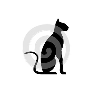 Vector cat silhouette view side for retro logos, emblems, badges, labels template vintage design element. Isolated on white