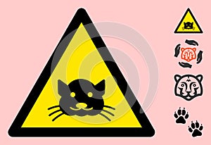 Vector Cat Warning Triangle Sign Icon