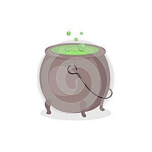 Vector cauldron with green potion