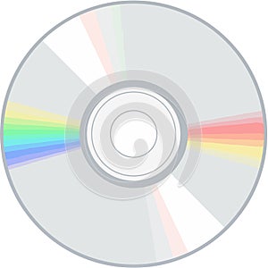 Vector CD or DVD Icon with Rainbow Reflection
