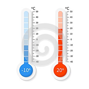 Vector Celsius and fahrenheit meteorology thermometers set