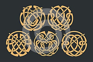 Vector celtic circlar knot. Ethnic ornaments set.